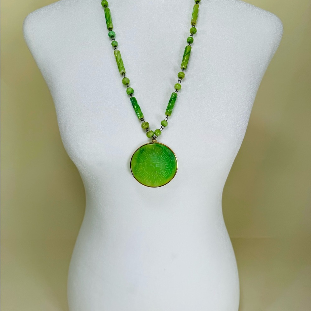 Vintage Opal Green Peruvian Crystal Natural Stone Necklace